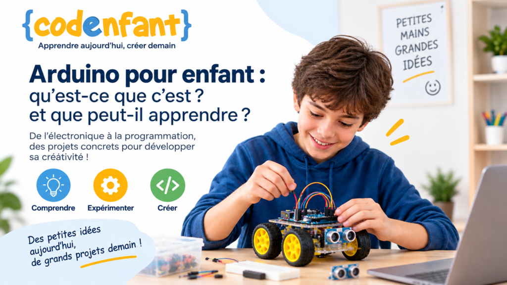 Enfant apprenant Arduino, la programmation et la robotique avec CodEnfant